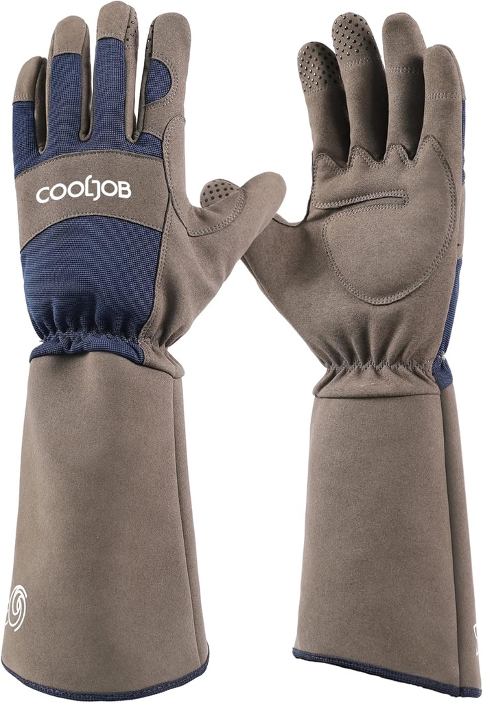 Guanti da giardino di prugna di prova della spina di COOLJOB per gli uomini, a maniche lunghe ha imbottito il lavoro di Yard per Bush, Blackberry, Cactus, resistente/Puntura resistente/lavevole della macchina, Xlarge, Navy