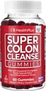 Salute Plus Super Colon Cleanse Gummies 15 giorni Fornitura di Rilievo di Pernottamento Gentle da costipazione occasionale, Estratto di foglie di senna naturale, Supplemento dietetico, Gummie di bacche miste, 60 conte