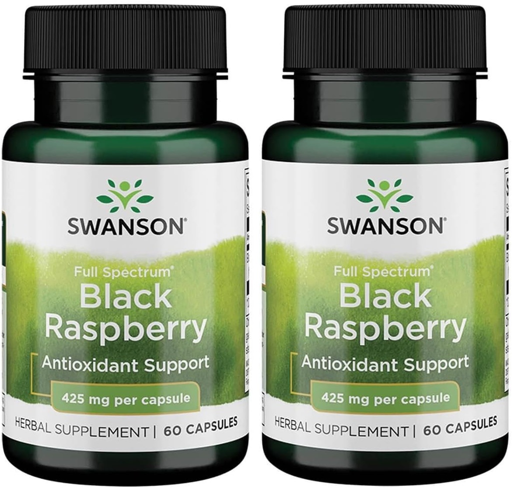 Swanson Black Raspberry - Supplemento di erbe Promozione del supporto benessere generale - Fonte naturale di Flavonoidi & Vitamina C - (60 capsule, 425mg ogni) (2 Confezione)