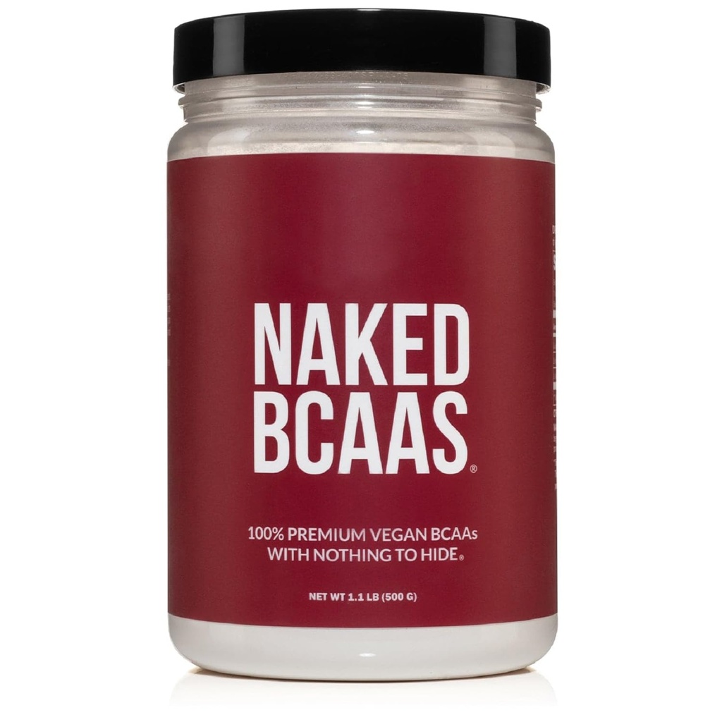 NAKED BCAAs Aminoacidi Polvere, solo 1 Ingrediente, Formula 2:1:1:1 puro, Vegan Aminoacidi a catena ramificata, Integratore BCAA naturale - 500 Grammi, 100 Serve