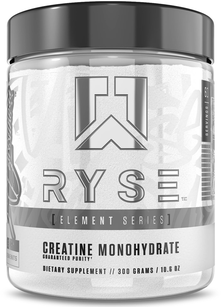 RYSE Creatina Monoidrato Polvere - non aromatizzata - Supporta la crescita muscolare magra, la forza, la potenza e l'eccedenza - aiuta a ridurre la fatica e migliorare il recupero di allenamento - 60 Serve