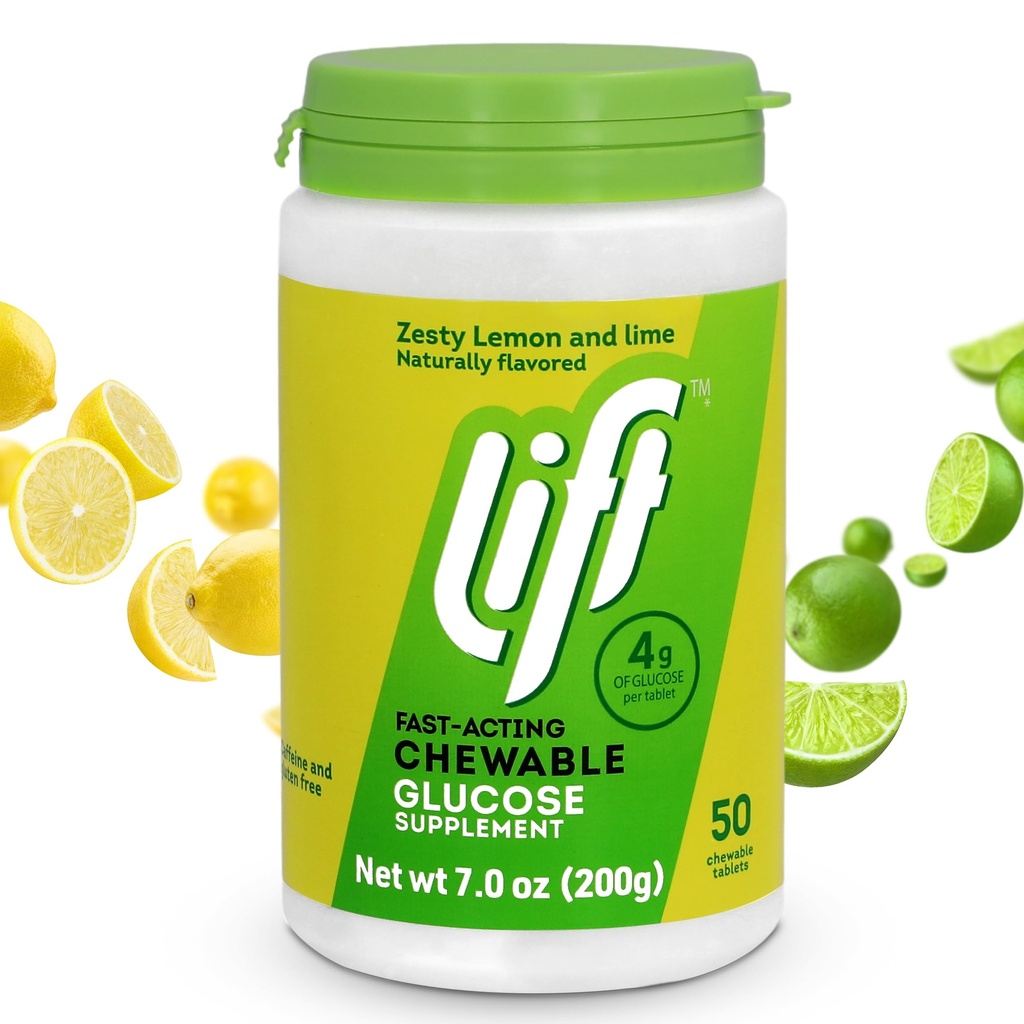 Sollevare Glucose | Tavole ad alta efficienza per l'energia masticabile Glucose | Lemon & Lime | 50 ct Jar (Pack of 1)