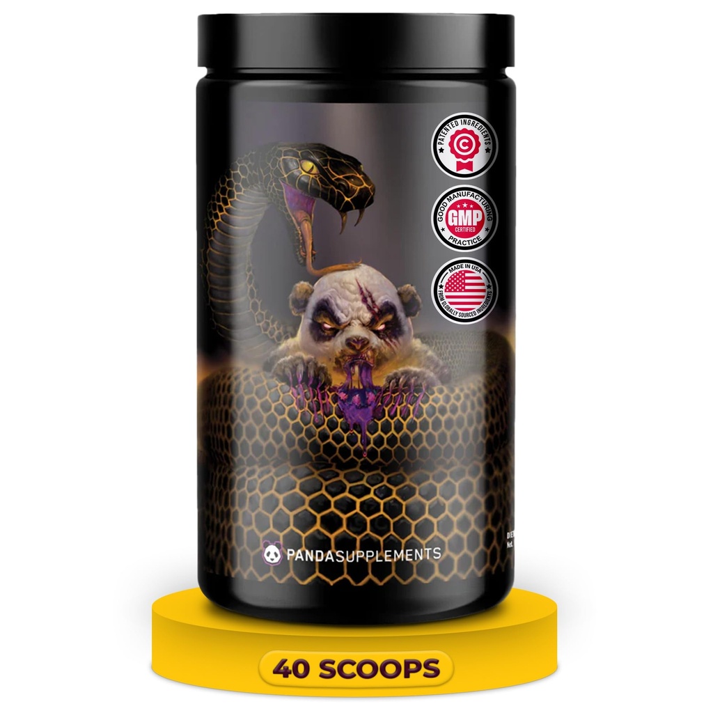 Laboratori Bio Undergound: Panda Supps Pandamic, Extreme Pre Workout per prestazioni massime, pompa e messa a fuoco (40 Scoops) (Grape Bubblegum)