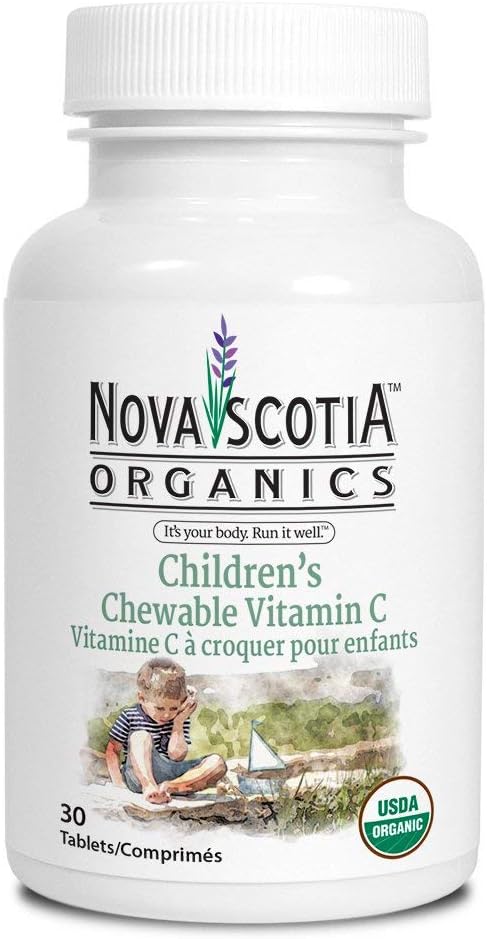 Nova Scotia Organics Children's Chewable Vitamin C (30 Chewable Tablets); Certificato Organico; Vegan, Organic Acerola Berries