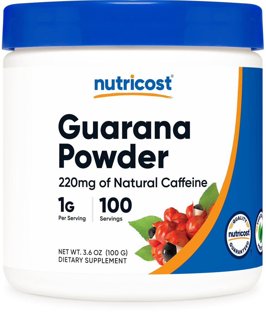 Nutricost Guarana Estratto di polvere 100 grammi per bottiglia - Natural Brazilian Herbal Caffeine Energizer Supplemento