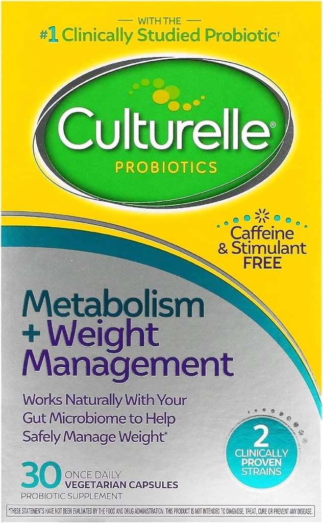 Culturelle Probiotic Capsule per il Metabolismo sano e la gestione del peso (Ages 18+) - 30 Conte - Aiuta a gestire il peso e promuovere il metabolismo dei grassi, carboidrati e proteine - Caffeina-Free