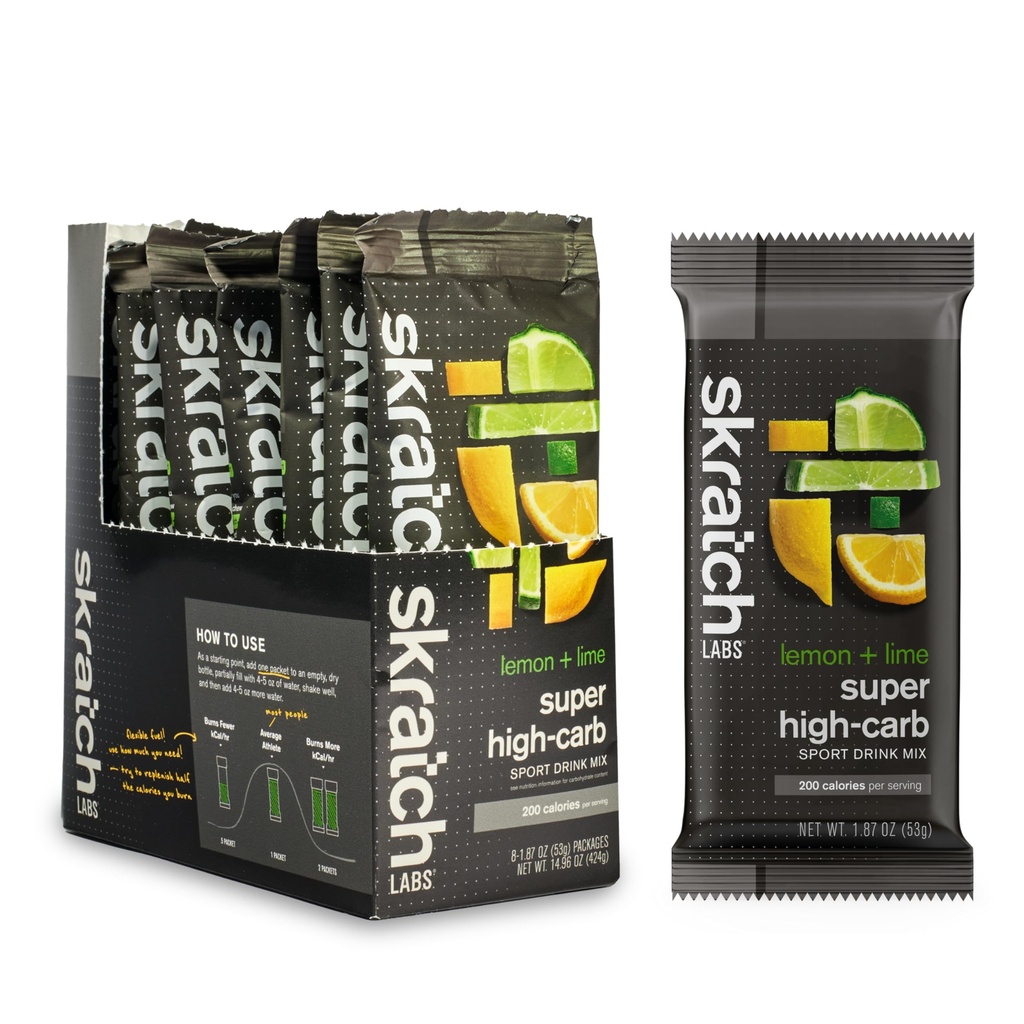 Confezioni di miscela di bevande ad alta frequenza di Skratch Labs - Polvere di carboidrati - Dextrin e elettroliti di Cluster - Endurance Energy- Energy Gel Alternative - Lemon/Lime - 8 pacchetti di servizio singolo - Non OGM