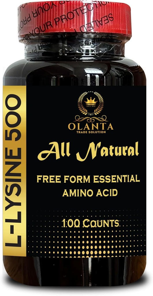 Integratore L-LYSINE Amino ACIDS - Pillole L-Lysine HCL, Integratore Aminoacido essenziale per il supporto immunitario, Sviluppo del muscolo, Giunti sani - 1 Bottiglia 100 Conti