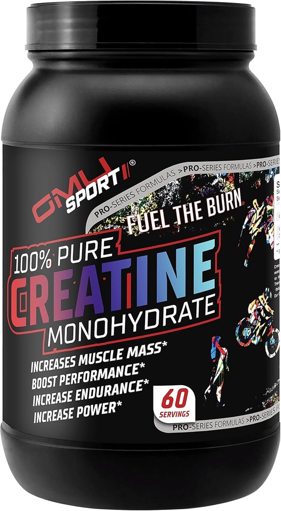 GMU SPORT - Polvere monoidrata 100% pura della creatina per gli uomini e le donne - Polvere pura della creatina per la crescita del muscolo, prestazioni migliorate e aumento della resistenza - supplemento di creatina - non aromatizzato