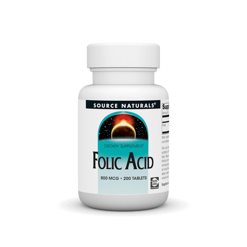 Fonte Naturals Folic Acid 800 Mcg Tablet, 200 Conte