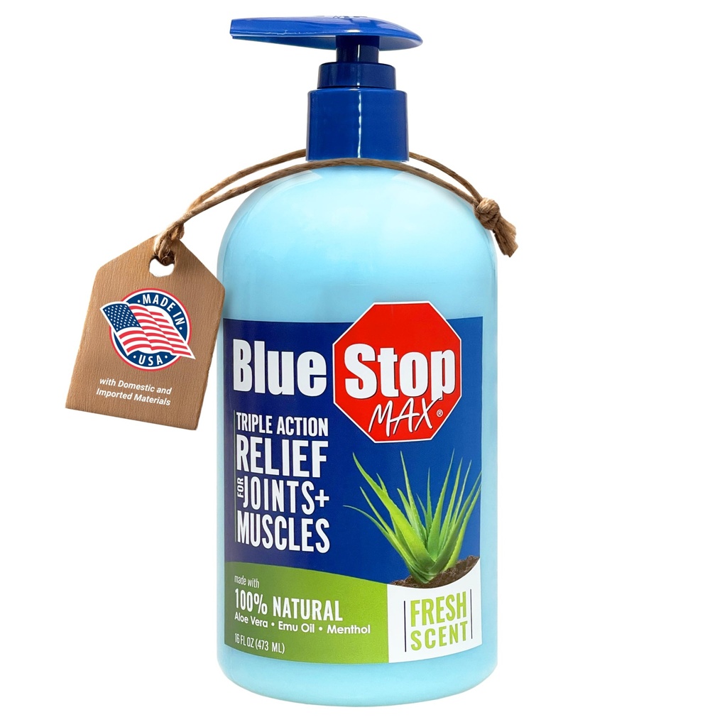 Blu Stop Max Massaggio Gel per Aches Corpo, 16 oz Pompa Bottiglia; 3 in 1 Prodotto Allevia dolori Corpo, Supporti Giunti e Nourishes La Pelle