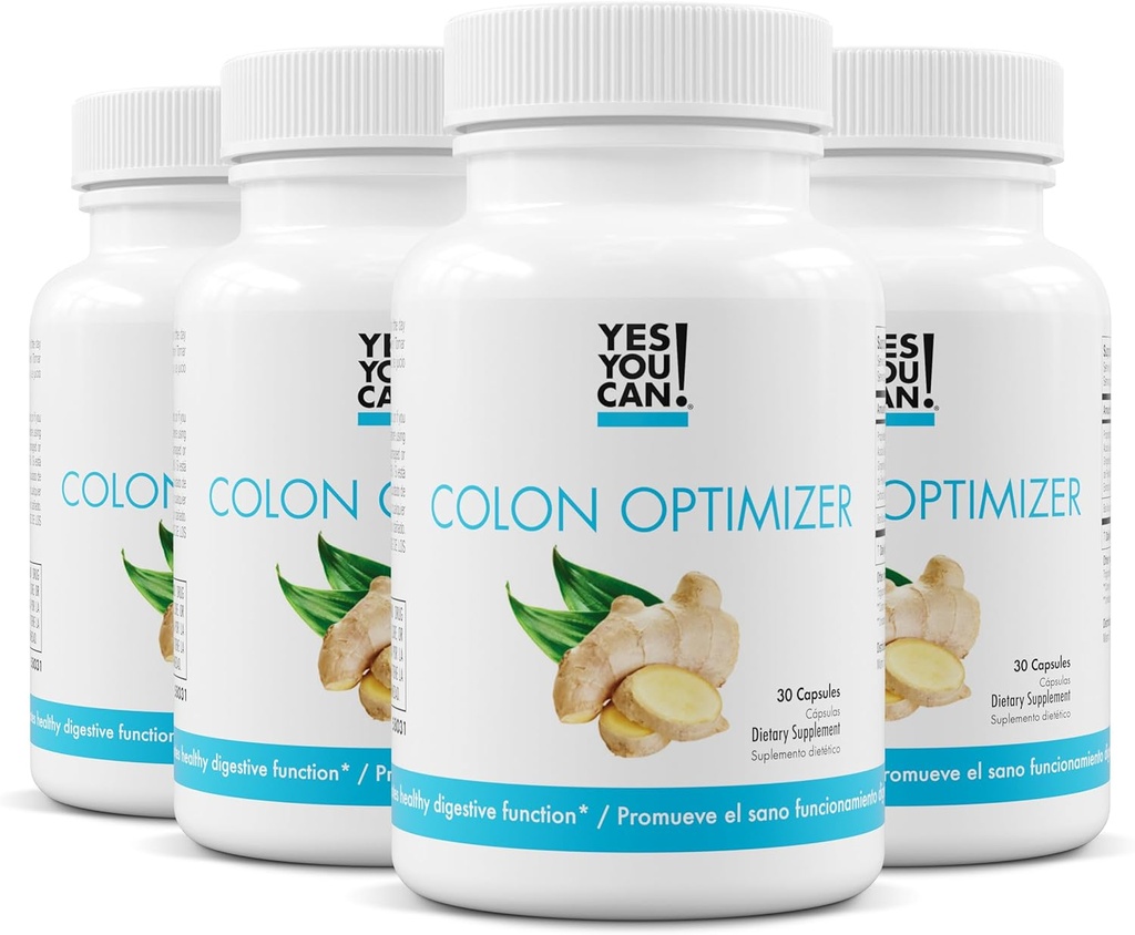 Si' che puoi! Probiotics Colon Optimizer Supplement - Gut Health e Stomach Supplemento per uomini e donne, Probiotici organici con zenzero e menta piperita per la salute digestiva, 30 capsule - 4 Pack