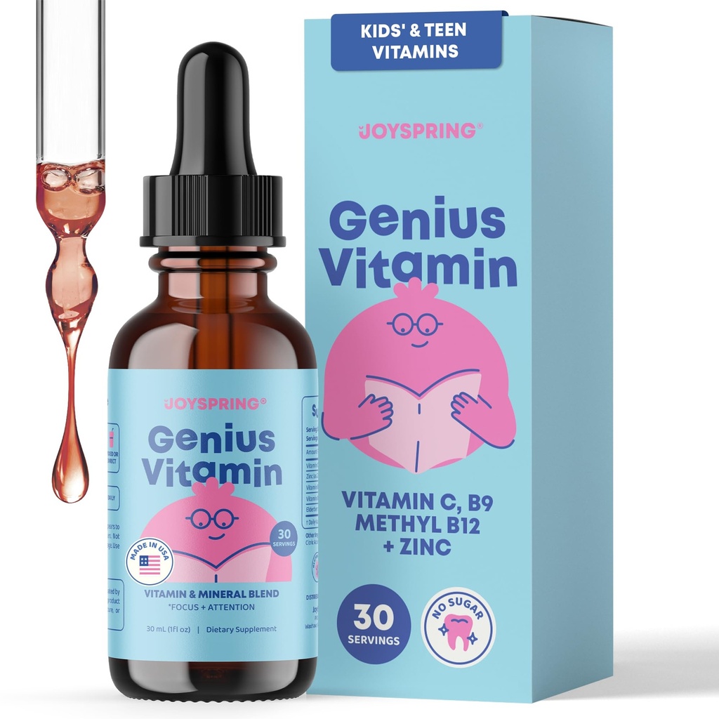 JoySpring Kids B Complex | Vitamina B Complex Liquid Drops with Elderberry, Zinc & Vitamin C | Supporto per il benessere generale (1 fl oz) 30 Serve
