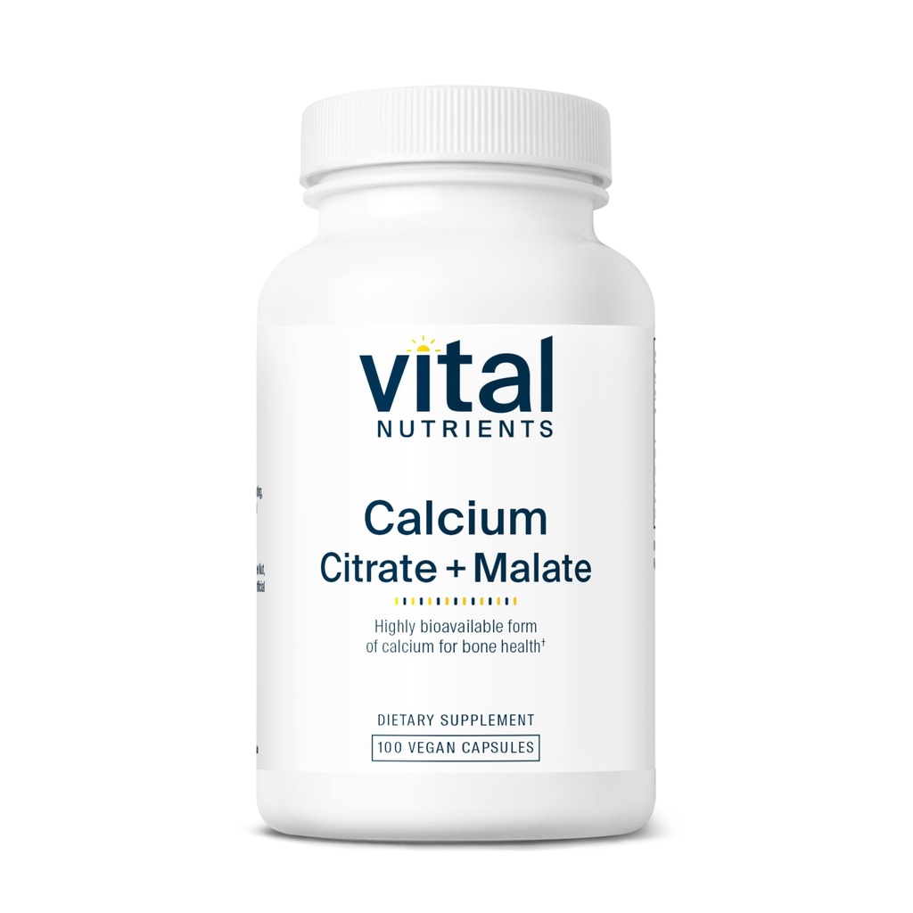 Vital Nutrients Calcium Citrate and Malate Complex 150mg | Vegan Supplemento | Supporto Bone Forza, Muscolo e Cardiovascolare Salute* | Glutine, Latticini e Soia Free | 100 Capsule