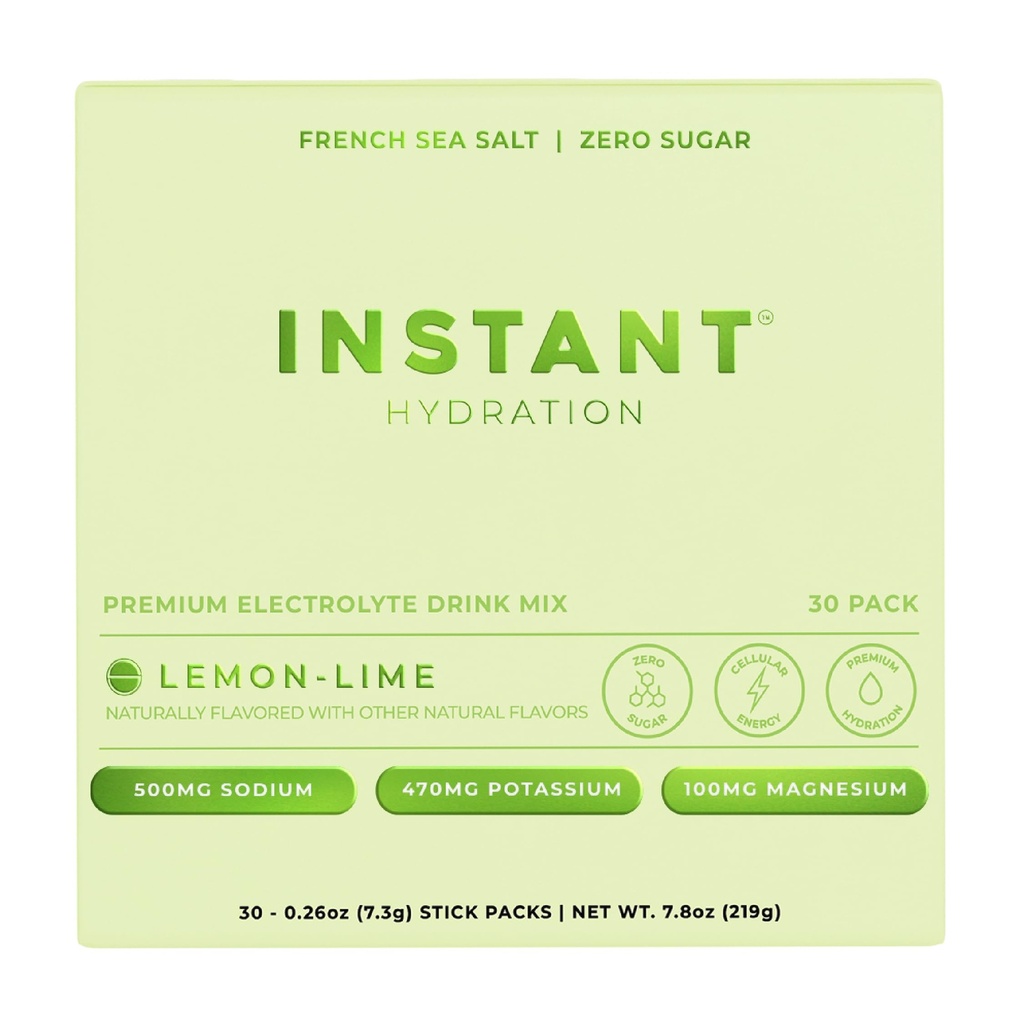Idratazione istantanea Electrolytes Powder Packets - Lemon Lime Drink Mix - Zero Sugar - Keto, Vegan, Gluten-Free, Non-GMO - Boost Recovery, Brain Health, Muscle & Tissue Support- 30 Sticks