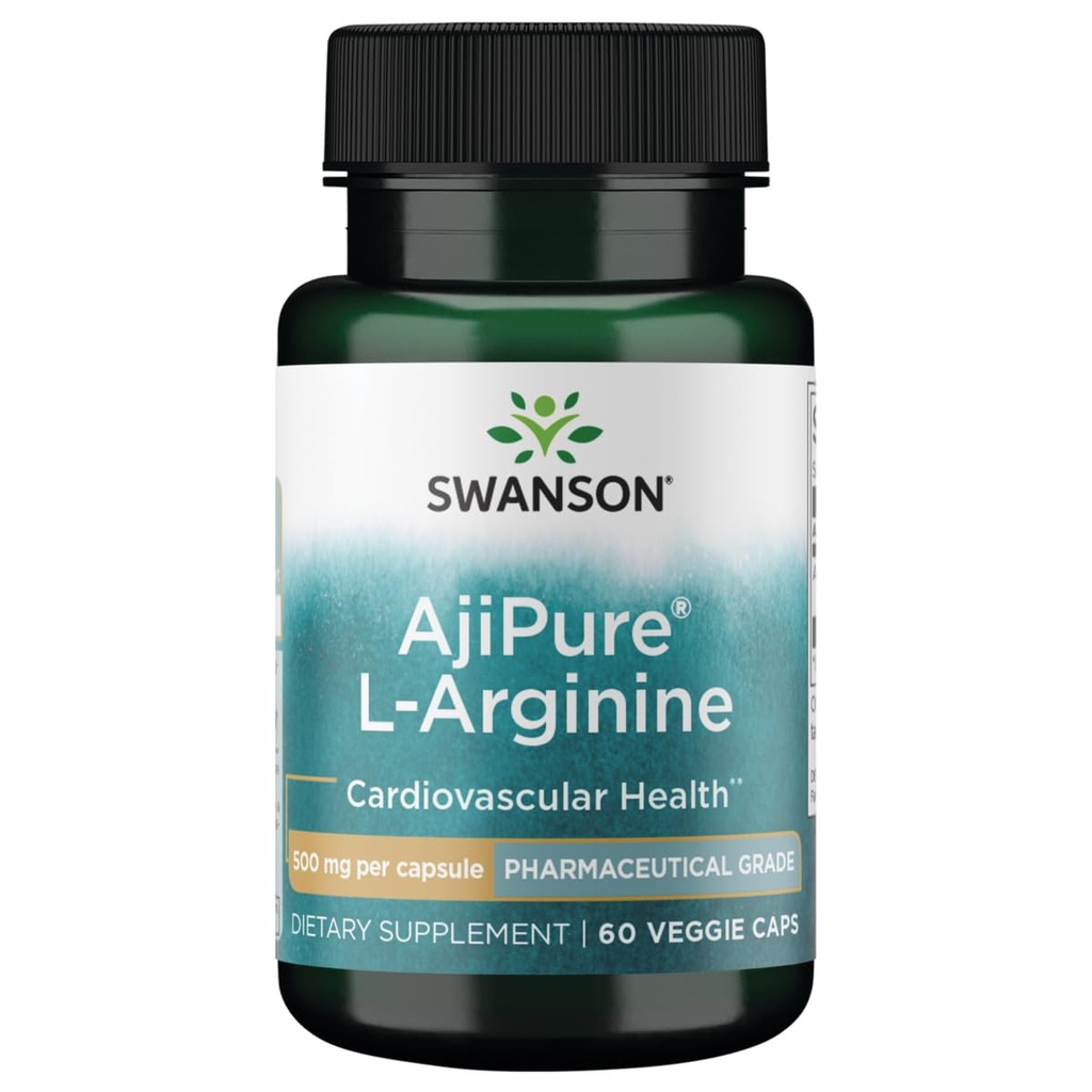 Swanson Aminoacido Ajipure L-Arginina Pharmaceutical Grade 500 Milligrammi 60 capsule di veg