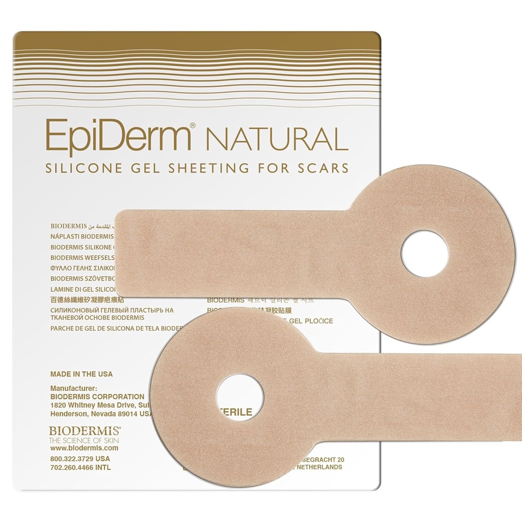 EpiDerm Areopexy Silicone fogli di cicatrice – Riduzione del seno riutilizzabile, lavabile e personalizzabile & post Op Chirurgia del seno Essentials - Lollipop Forma Professional Grade Scarpa – Naturale, 1 Coppia
