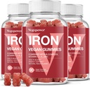 Iron Gummies Integratori per Donne e Bambini - Multivitaminico con Ferro per Ossigeno Sangue, Grandi Vitamine Gummie Degustative con Vitamina C per Assorbimento Max - Vegan Chewable, Peach Flavor(3 Pacchetti)