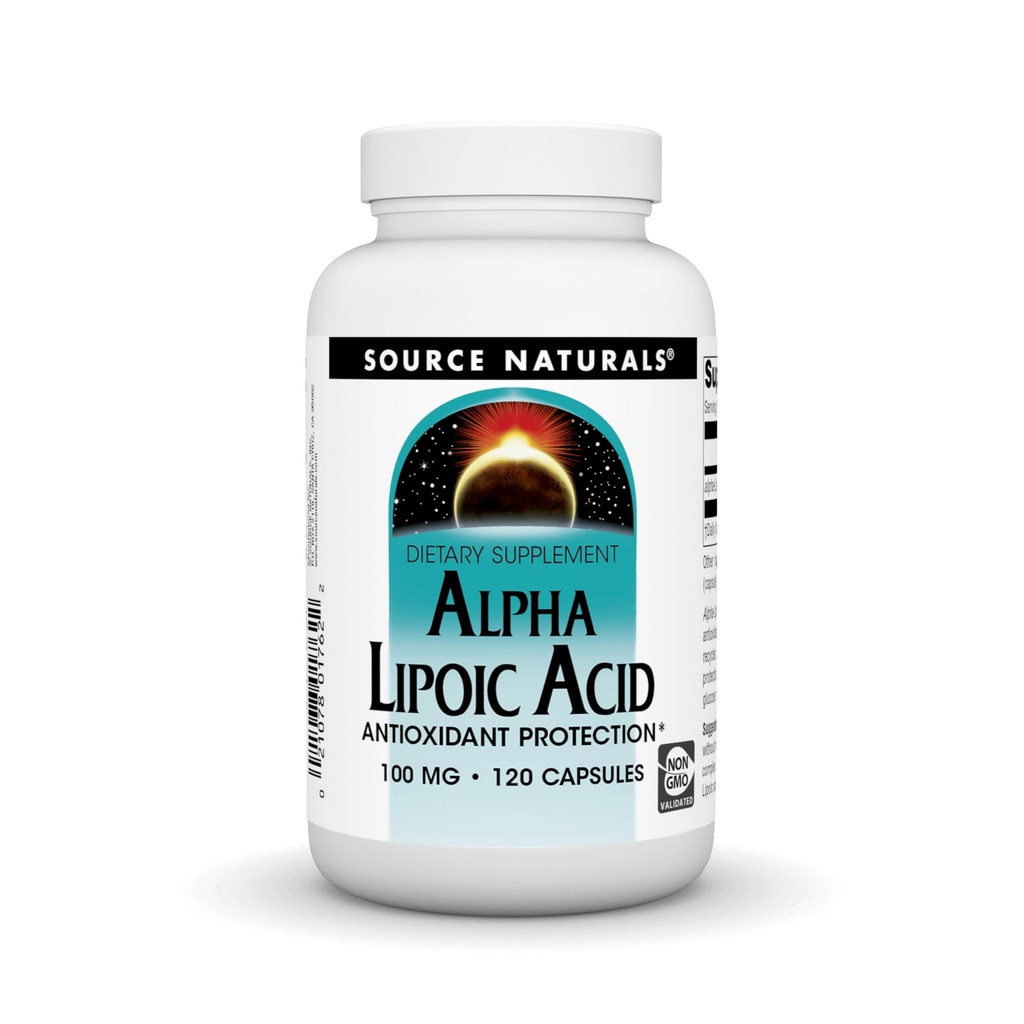 Fonte Naturals Alpha Lipoic Acid 100 mg Supporta Metabolismo sano dello zucchero, Funzione del fegato & Generazione di energia - 120 capsule