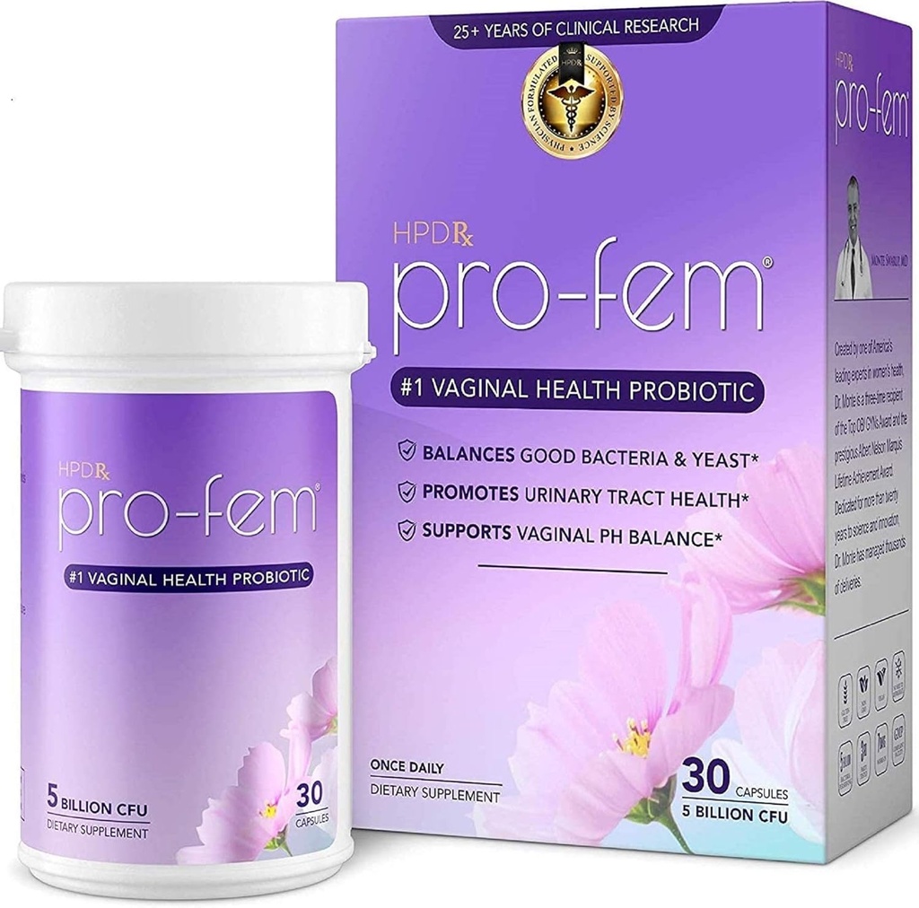 HPD Rx Pro-Fem #1 Vaginal Health Probiotics | Probiotici vaginali | clinicamente dimostrato di promuovere Yeast & PH Balance, salute del tratto urinario | Probiotici femminili | Funziona in 7 giorni | 30 capsule | 1 confezione