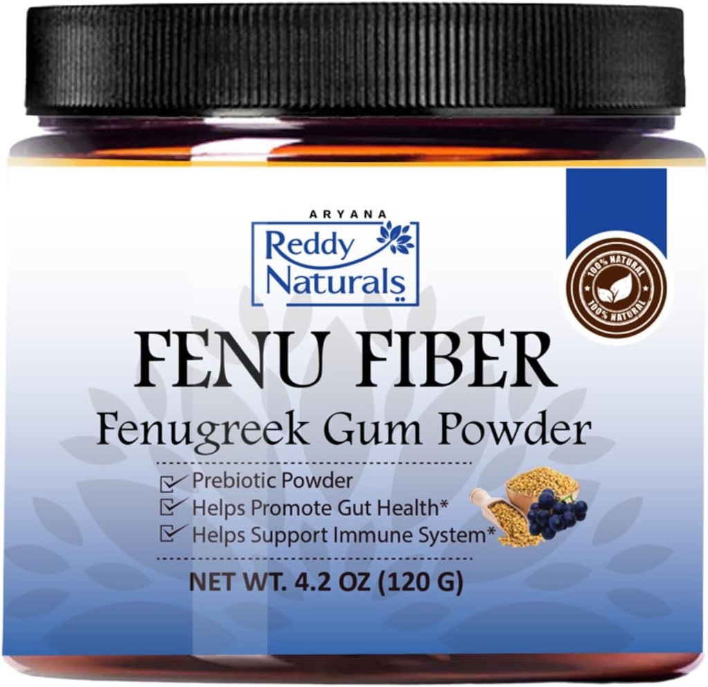 Reddy Naturals Aryana FENU Fiber – Debittered Fenugreek Gum Powder - Muscadine Polyphenols - Supporta le funzioni metaboliche sane – Migliora la salute immune e Gut – 4.2 OZ (120 G)