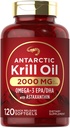Carlyle Antarctic Krill Oil 2000mg | 120 Softgels | Omega-3 EPA, DHA, con supplemento di Astaxanthin Fonte da Red Krill | Forza massima | Laboratorio testato