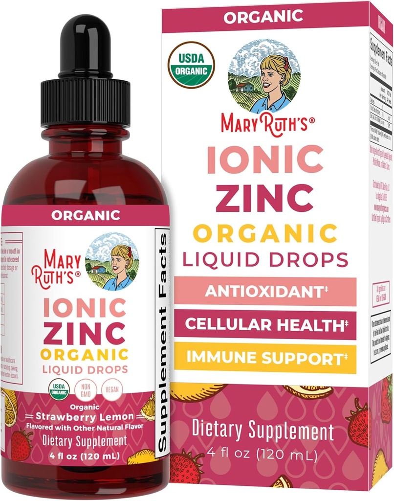 MaryRuth Organic Strawberry Organic Lemon Ionic Zinc, 4 FZ