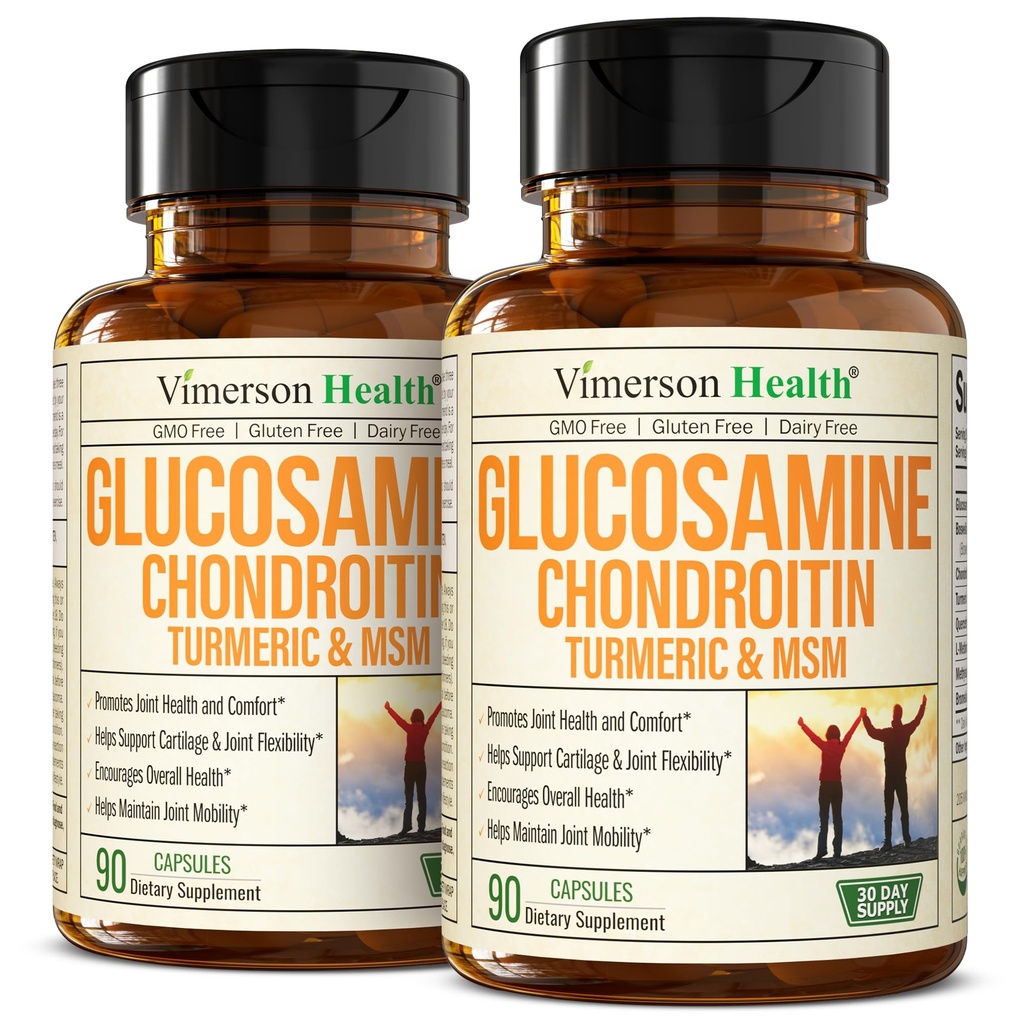 Glucosamina Chondroitin MSM – Integratore di supporto congiunto per le donne e gli uomini con Glucosamine Sulfate 1500 mg, Condroitina e MSM – per il cartilage, Joint Health e Flessibilità – 2 Pack