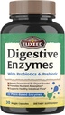 Enzimi digestivi Plus Probiotics & Prebiotics, 22 enzimi digestivi con Amylase, Protease, Lattasi & More, Forza massima, per Digestione sana, Vegan, Non OGM, 30 Caps
