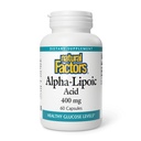Fattori naturali Acido alfa-lipoico 400 mg, Supporto antiossidante del corpo intero, 60 capsule