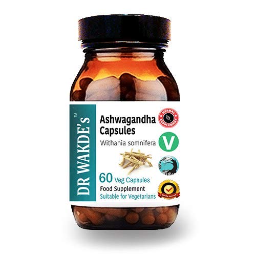 Capsule di Ashwagandha di DR WAKDE (Ginseng indiano, Withania somnifera, 60 tappi di Veg, supplemento di base vegetale, erba ayurvedica, tutto naturale, vegano)