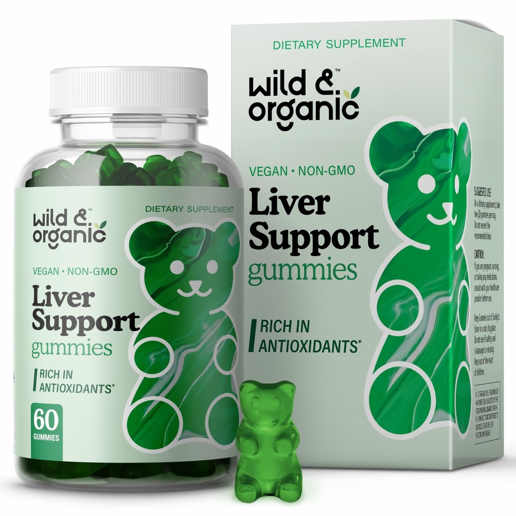 Gummie di sostegno del fegato selvatico e organico - cardo del latte, estratto di radice di dadelion per Detox di pulizia del fegato - 60 Silymarin latte Thistle Gummies - Vegan, supplemento di erbe non OGM.