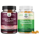 Bundle di D Mannose Capsule per la salute del tratto urinario per le donne che agiscono rapidamente Super Concentrato Cranberry 90ct e Chewable Vitamin C Gummies per gli adulti - Halal Vitamin C Immune Support Gummies