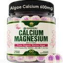 Gummie di calcio a base vegetale 600mg con vitamina D3 K2, Magnesio, Zinco per la Forza di Bone, Integratori di calcio senza zucchero per le donne e gli uomini (Certified Vegan) da Alghe rosse sostenibili - 60 Conti