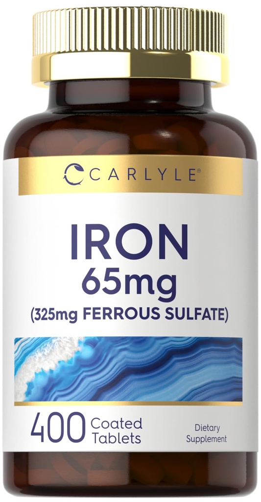 Ferro da stiro Ferroso Sulfato 325mg, 65 mg | 400 compresse | Non OGM, Gluten Free e Integratore Vegetariano | Alta Potenza