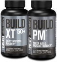 Jacked Factory Build-XT 50+ Daily Muscle Builder (90 capsule) & Builder PM Night Time Muscle & Sleep Aid (60 capsule) per la crescita del muscolo, Vitality, & Recovery