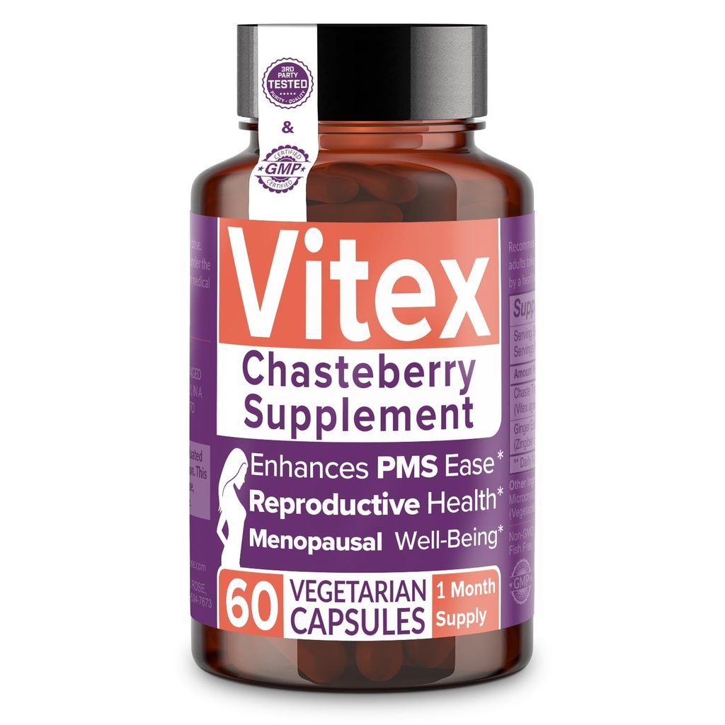 Intimo Rose Vitex Chasteberry Supplemento per le donne, 1000 mg - Chaste Tree Berry per l'equilibrio dell'ormone, Fertilità e supporto PMS, Cicli di Regolazione - 60 capsule