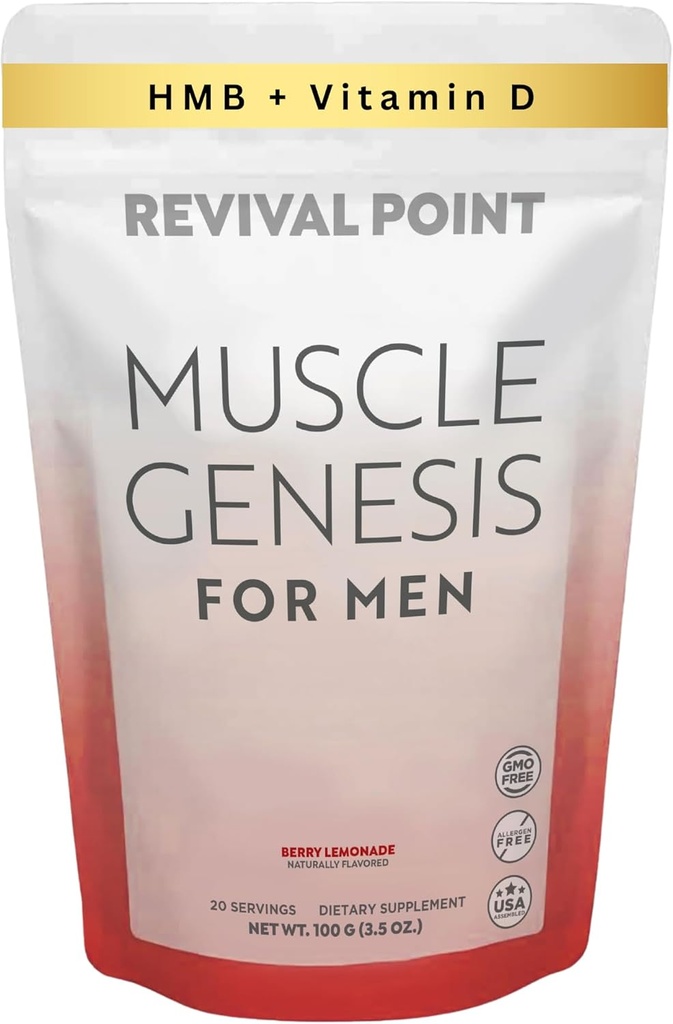 Muscolo Genesi HMB e vitamina D3 Supplemento con clinicamente studiato myHMB, calcio e VIT C – 5000mg Per Serving – promuove il recupero, la massa muscolare magra e l'invecchiamento sano negli uomini
