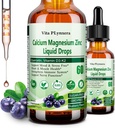 Zinco di magnesio di calcio, Citrato di magnesio di calcio liquido con vitamina D3 K2, B6, Omega-3, Gocce di calcio di magnesio liquido ad alta potenza w. Integratore di erbe per Bone, Muscolo, Rilassamento, Sonno, Nerve