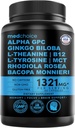 12-in-1 Nootropic Ginkgo Biloba per il supporto del cervello, memoria e messa a fuoco - B12, Alpha GPC, L Theanine e Choline Integratori con Bioperine Non Caffeina 1321mg (60ct)