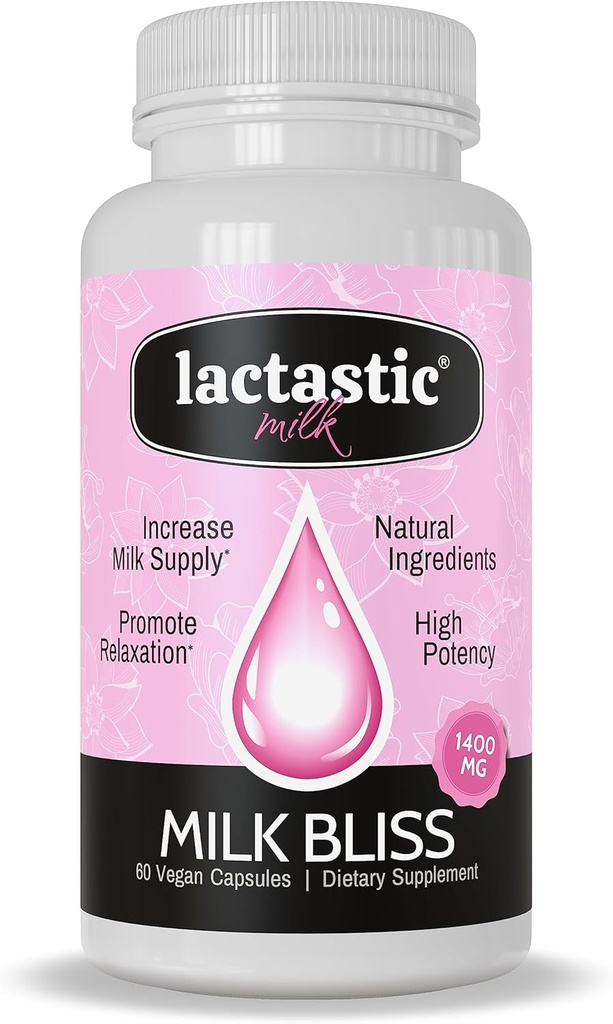 Lactastic® Milk BlissTM - Integratore di Lattazione Organica ad alta potenza - Moringa Organica, Cardo Latte, Radice Passionflower & Valerian - 60 Capsule Vegan