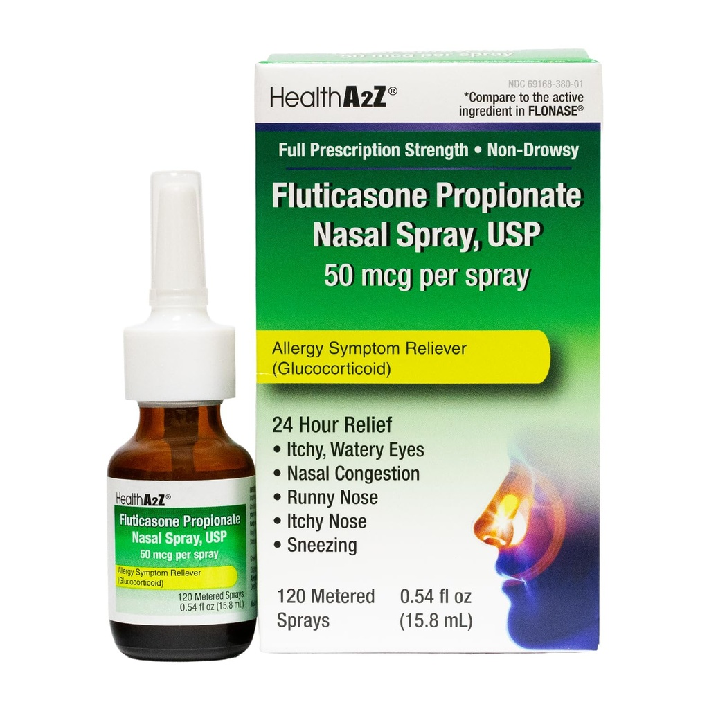 SanitàA2Z Fluticasone Proponiato spray nasali, 24 ore allergia sollievo, 120 spruzzi, 0,54 fl oz