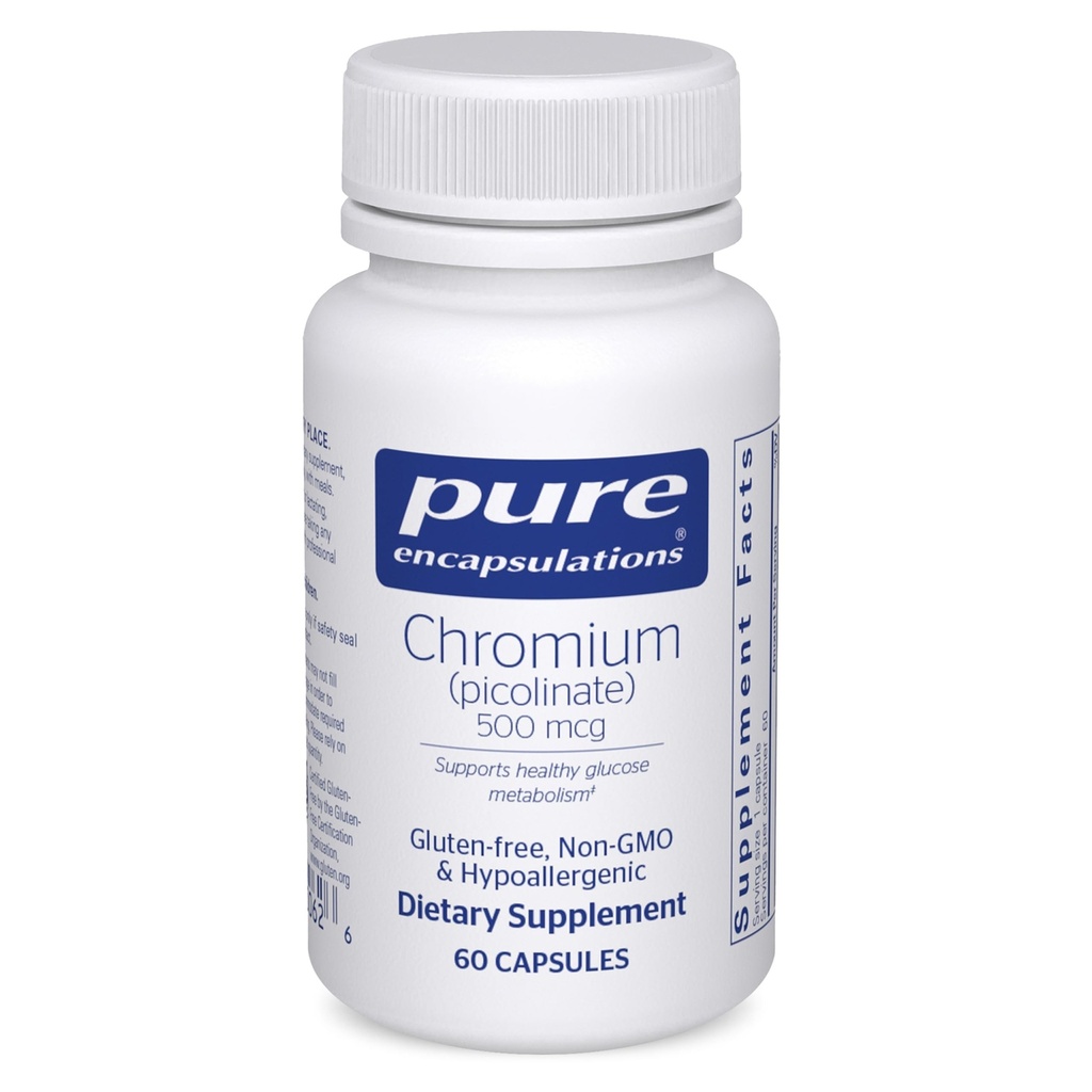 Pure Encapsulations Chromium (Picolinate) 500 mcg - per Lipid & Carboidrate Metabolismo* - Supplemento minerale - Supplemento al cromo di assorbimento superiore - Vegan & Gluten Free - 60 Capsule