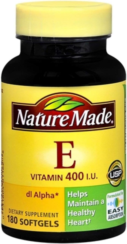 Natura Made dl-Alpha Vitamina E 400 IU Softgels 180 Gel Morbidi (Pack of 8)