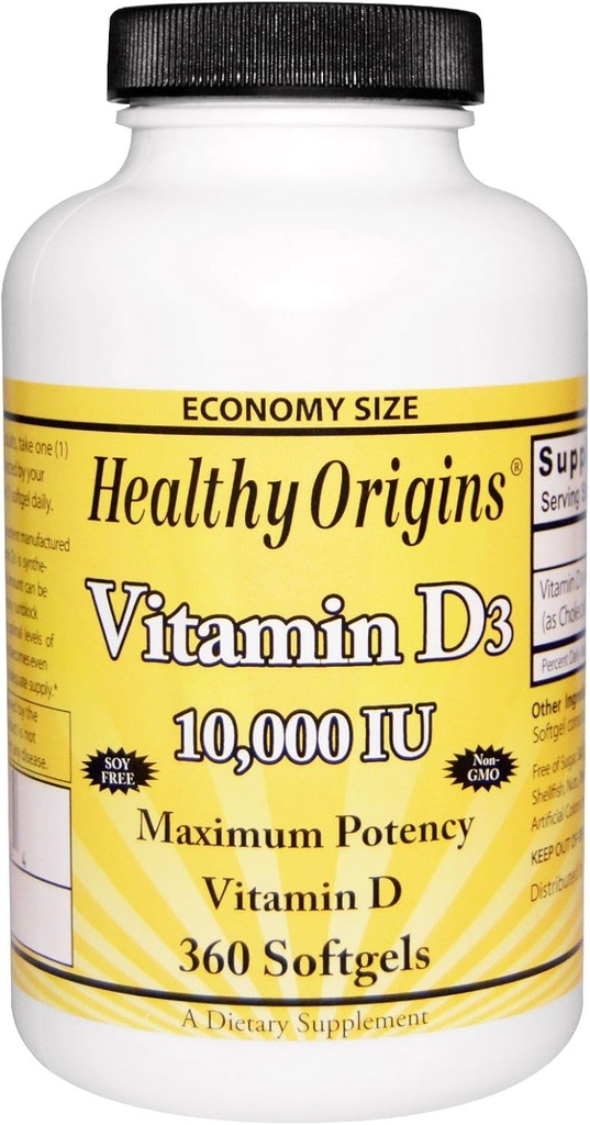 Vitamina D3 Potenza massima 10.000IU 360 Softgels, totale di 2 confezioni