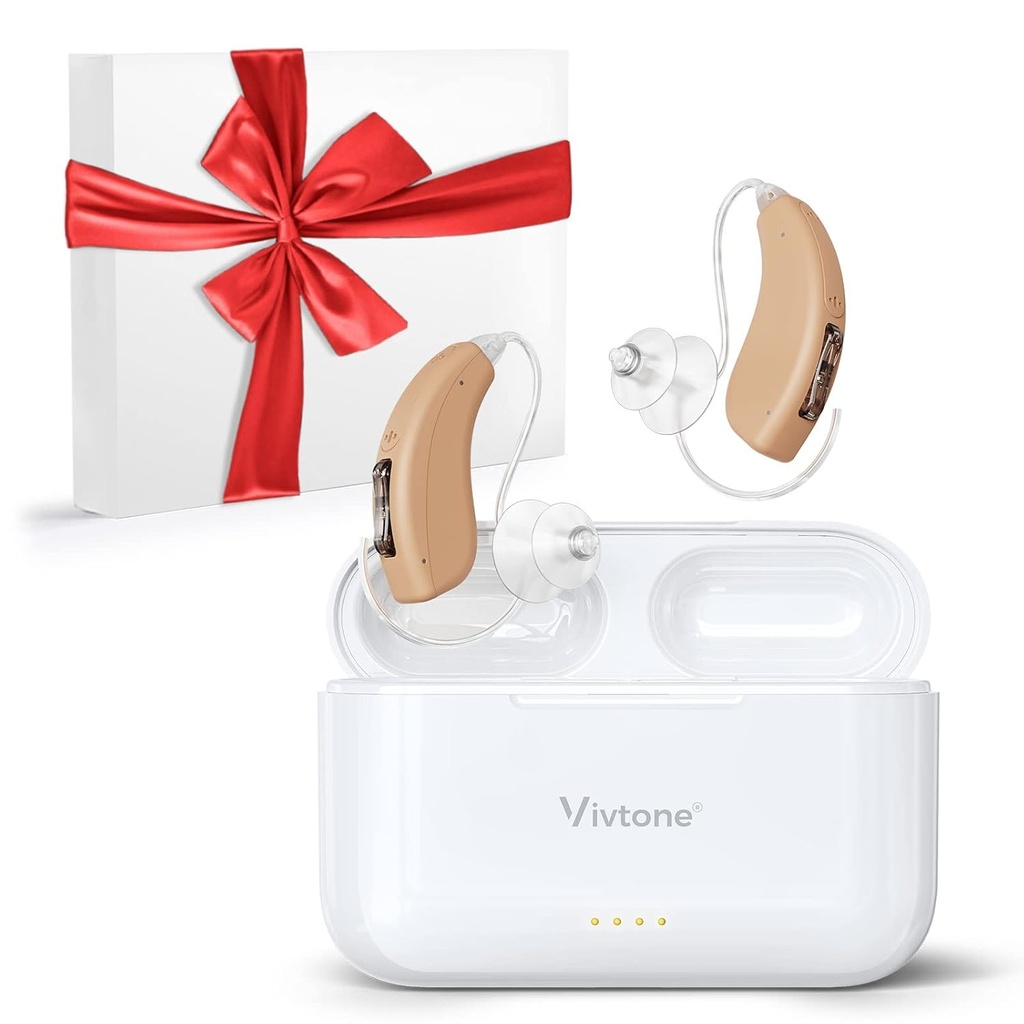 Apparecchi acustici ricaricabili per adulti anziani, Multi Channel Digital BTE Hearing Assist, con Custodia di ricarica per 125 Hrs Backup Power, Auto-On/Off, Pair, Lucid508- A