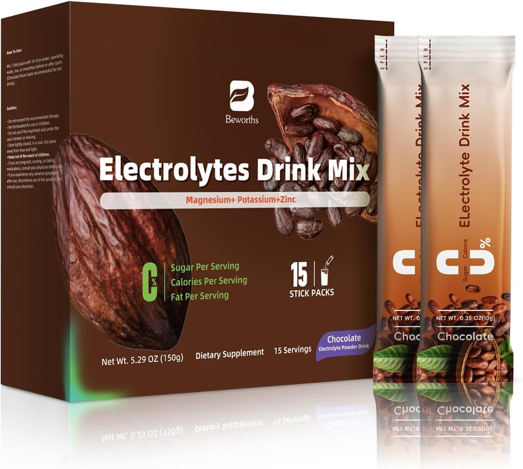 Confezioni di polvere di elettroliti per miscela di elettroliti | Confezioni di elettroliti senza zucchero con vitamine & Magnesio Idratazione ricostituita - 15 Sticks