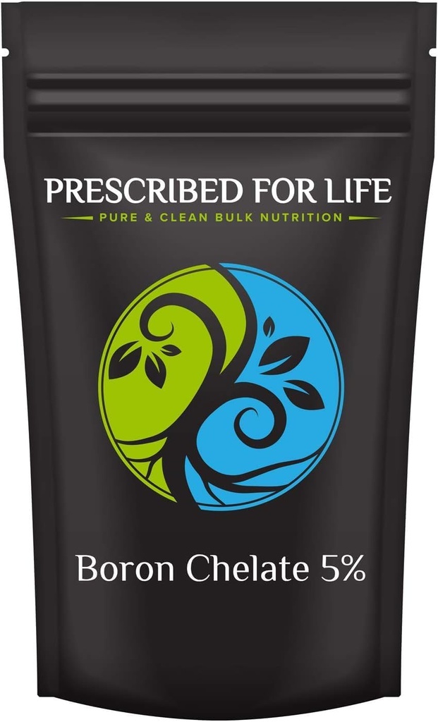Prescritto per la vita Boron Chelate 5% polvere, naturale Borone supplemento per gli uomini e le donne, senza glutine, vegano, non OGM (340g)