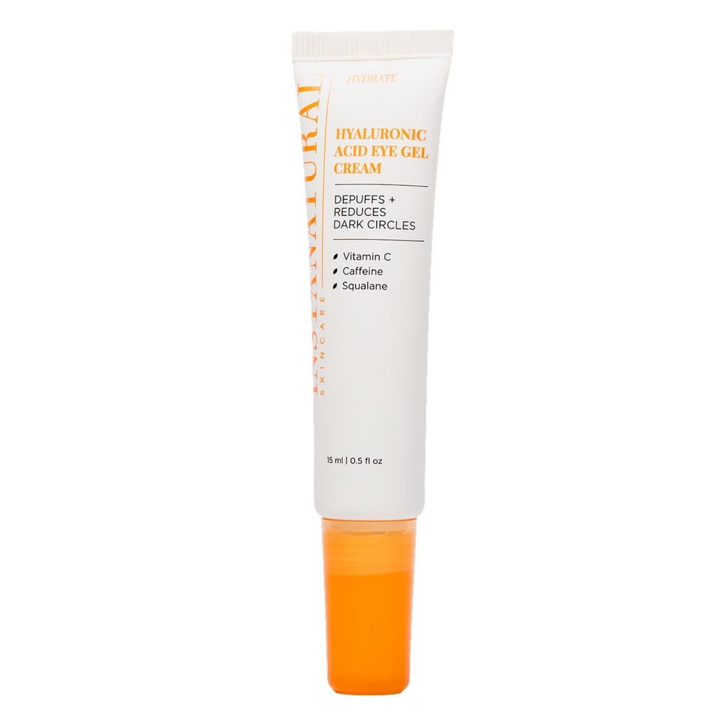 Crema di gel dell'occhio dell'acido ialuronico instatale, idratante sotto la crema per gli occhi per le donne e gli uomini, decrea il gonfiore, i cerchi scuri e le rughe, con vitamina C, caffeina, Squalane & Peptides, 0.5 Fl Oz