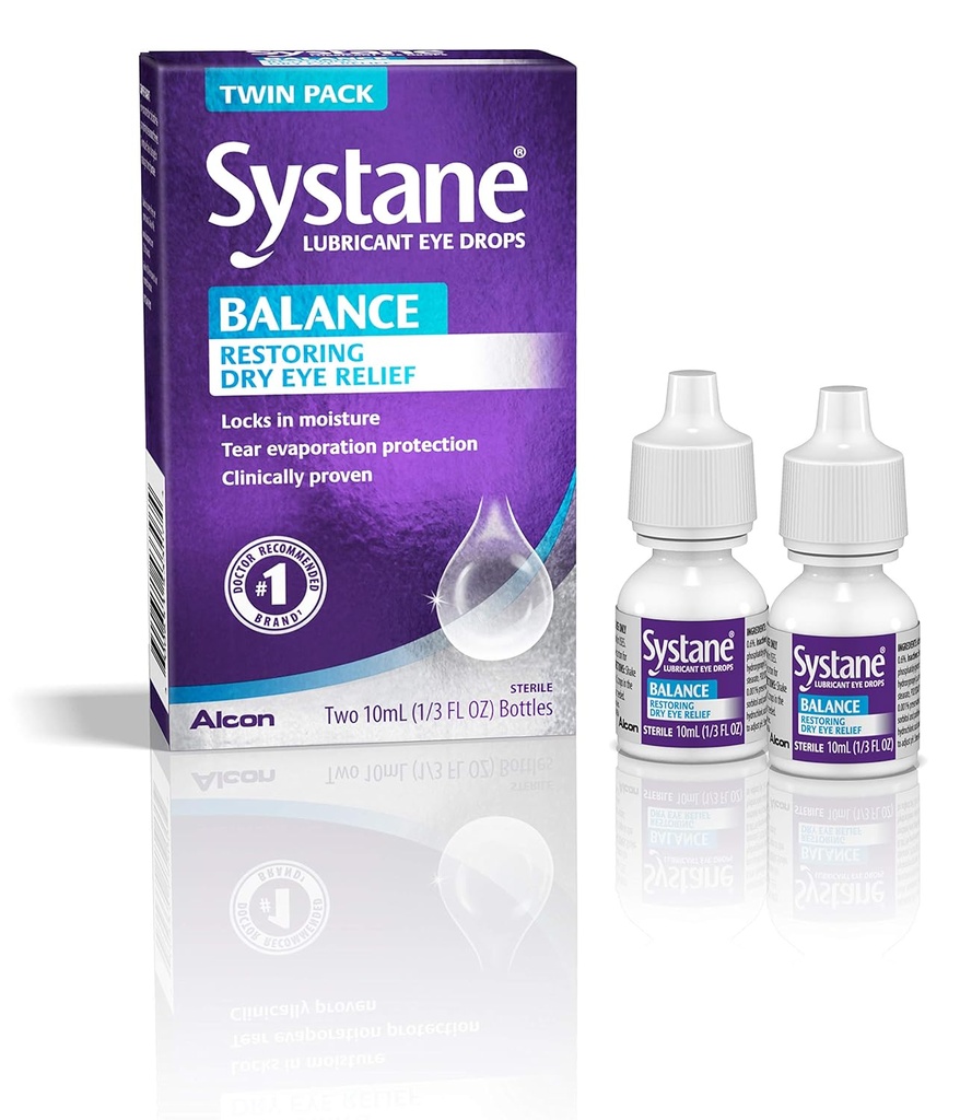 Systane Balance Lubrificante Collirio Gocce, Twin Pack, 10-mL Ogni